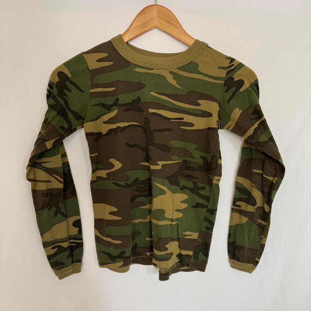 Vintage Youth Long Sleeve Camo Tshirt Single Stitch